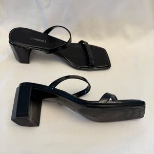 Jeffrey Campbell Jamm Black Square-Toe Block Heel Sandals